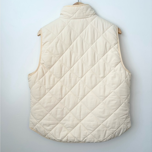 J Crew Quilted Sleeveless Puffer Vest Preppy Academia Winter Neutral Cream XL - Picture 5 of 8